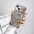 thumbnail image 2 of iPhone 13 Love Heart Case, Fashion Cute Soft Silicone Electroplate Silver 3D Heart Water Ripple Bling Glitter Shockproof Women Girls Case Cover for iPhone 13, 2 of 13