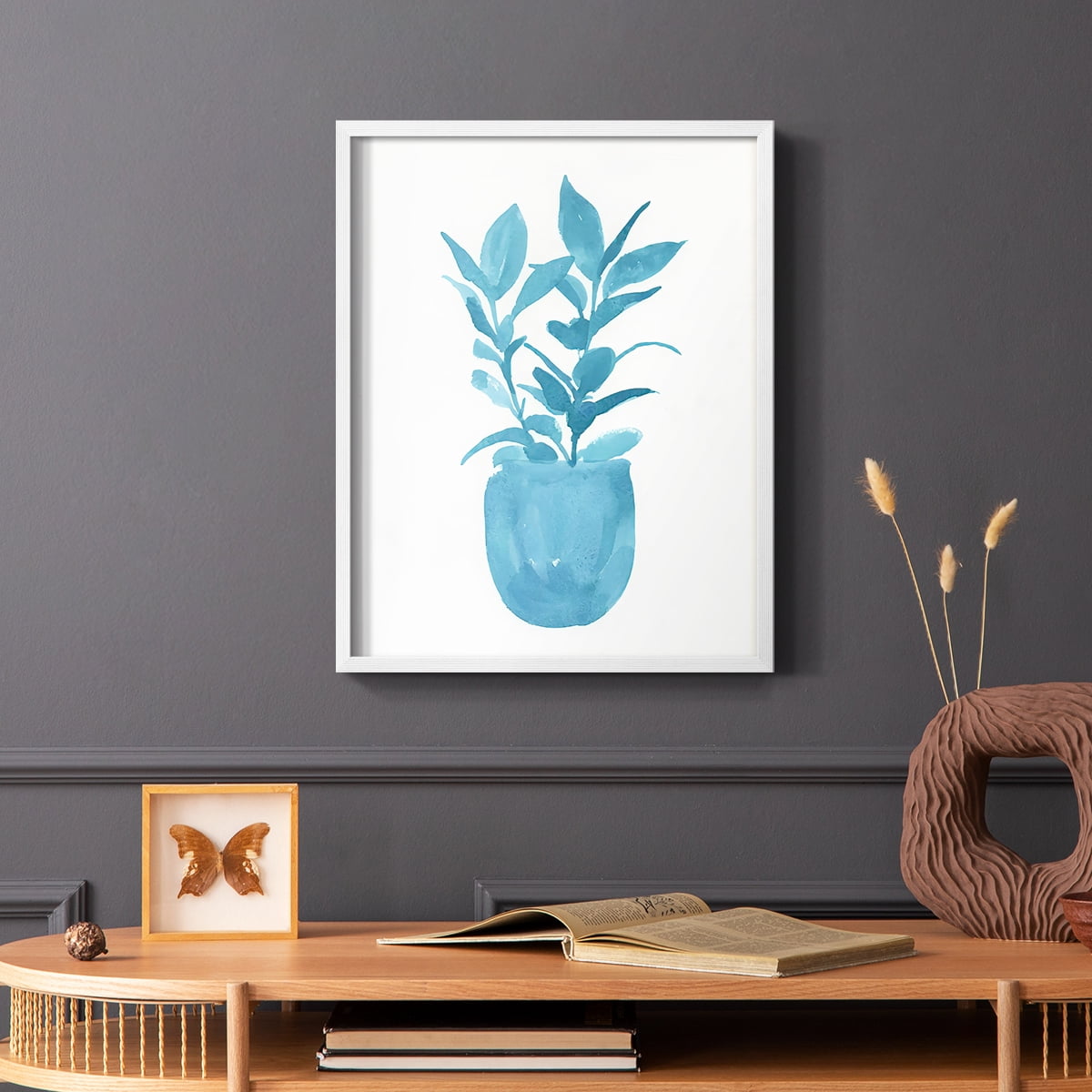 Watercolor House Plant III Framed Print in White Solid Wood 8 x 10 Framed Print