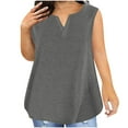 thumbnail image 6 of Fanxing Gray Tank Tops for Women Summer Plus Size Tunic Tops S Loose Fitting Sleeveless V Neck Casual Flowy Tank Tops ( Women's Plus S-5XL), 6 of 6