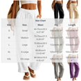 thumbnail image 3 of Resicozy Linen Pants Women Beach Vacation High Waist Elastic Drawstring Straight Leg Long Trouser with Pockets Cuffed Hem Beige M, 3 of 3