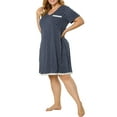 thumbnail image 2 of MODA NOVA Juniors Plus Size Nightgown Polka Dots V Neck Comfy Midi Sleepshirt, 2 of 6