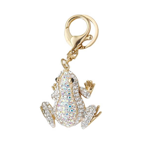 Grofry Creative Frog Pendant Keychain Sparkling Rhinestones Inlaid Car Keyring Backpack Bag Charm Keychain Accessories