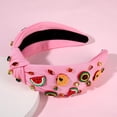 thumbnail image 2 of Mokkia Diadema de verano para mujer, color rosa, con cuentas, flores, hojas de palma, sandía, fruta, nudo superior, accesorios para el cabello bohemio (flor A), 2 of 5