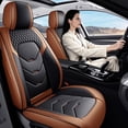 thumbnail image 3 of Fit for Honda Accord 2003 Seat Cover, Premium Leather Full Set of 5 Seats Waterproof Beautify Interior, Black and Orange Car Seat Covers, 4-Door Sedans Only, Upgrade the Car's Interior, 3 of 9