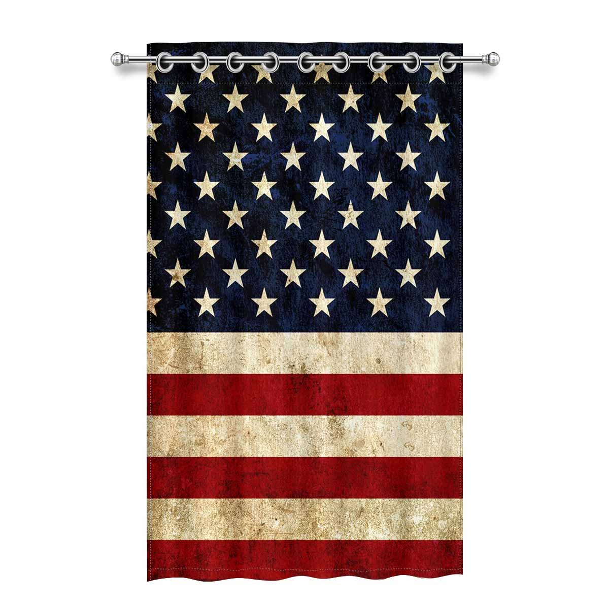 MKHERT America Flag Blackout Window Curtain Drapes Bedroom Living Room