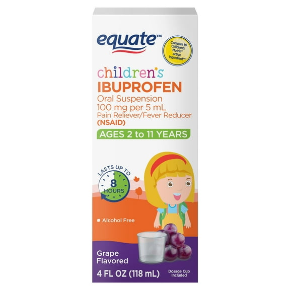Equate Children's Ibuprofen Oral Suspension 100 mg per 5 mL, Grape Flavor, 4 Fluid ounce (US)