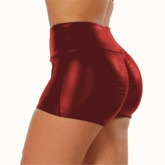Women's high-waisted leather shorts comfortable durable