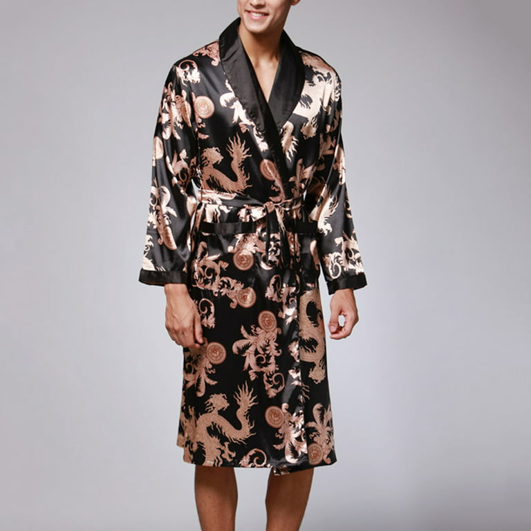 Big Yards M-XXXL Spring Men Gray Color Robes Long Sleeve Robe Coat albornoz  hombre Male Sleepwear Kimono Bath Gown With Belt - AliExpress