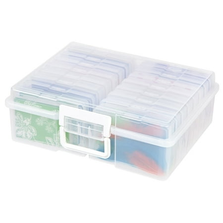 All Listings Clear Large Photo and Craft Keeper with Handle will keep all your memories and craft supplies safe and organized. This extra large storage container includes 16 interior containers, perfect for storing your 4
