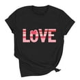thumbnail image 2 of AuroraX 1/4 Sleeve T-Shirts for Women,Black Loose Fit Crewneck Graphic Women Tops Valentines Holiday T Shirts Gifts for Girlfriend, 2 of 8