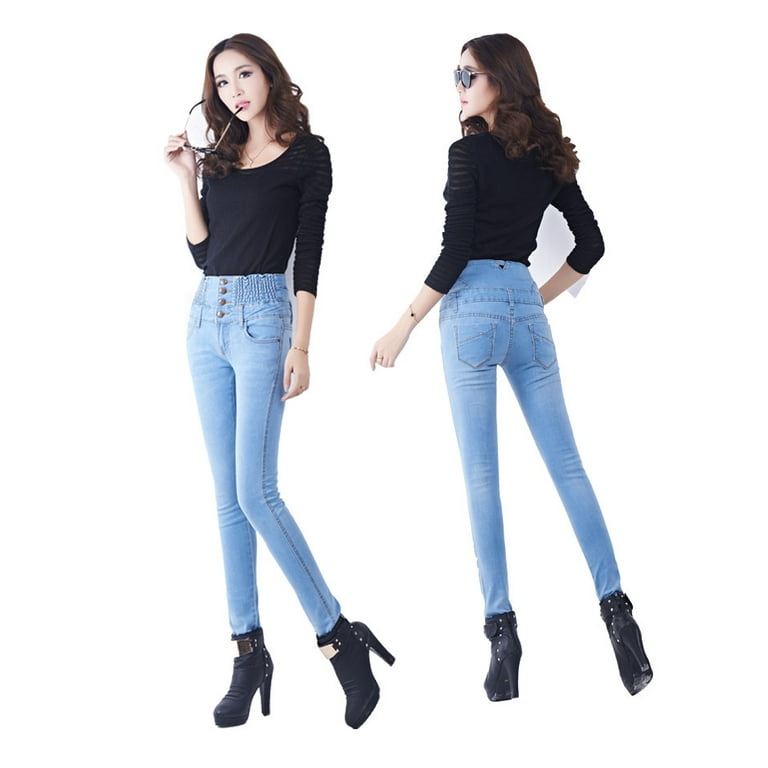 High Waist Denim Trousers Women's Spring and Autumn Chubby