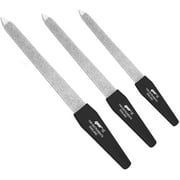 Metal Nail File Diamond Deb Dusted Coarse Nail Files Cleaner Pusher Multipurpose Manicure Pedicure Tool Set of 3 (Black)