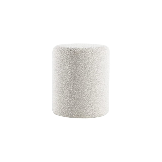 Get Style Ensemble Pouf Rond en Bouclé Paulo avec Siège Rembourré Confortable (Blanc)
