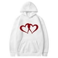 thumbnail image 3 of Brondbend Woman Hoodies Pull over Sweatshirt for Womens Long Sleeved Drawstring Pocket Pullover Print Stylish Plus Size Tops Ladies Fitness Workout Fall Winter Wear White, 3 of 3