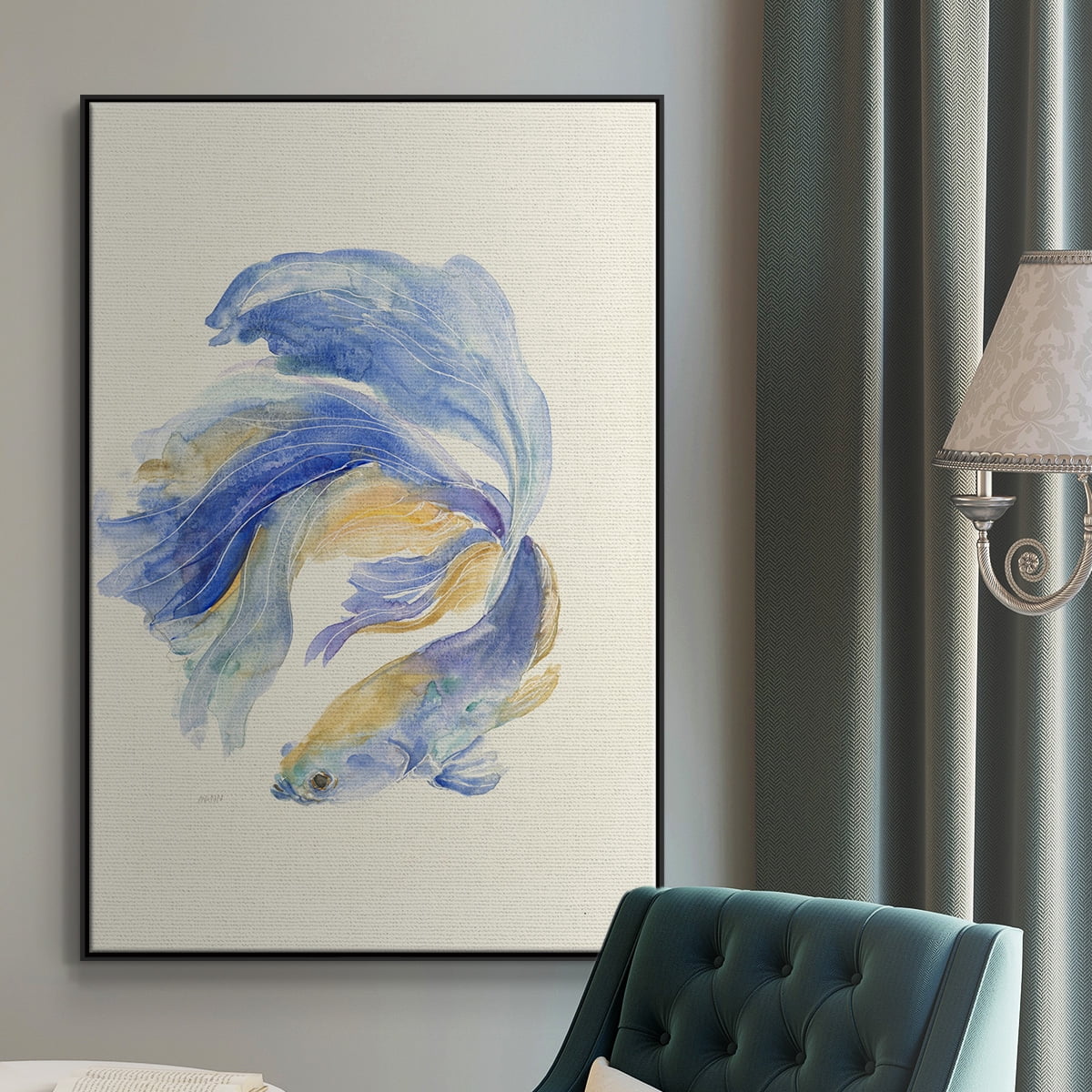 Betta II Framed Premium Gallery Wrapped Canvas - Ready to Hang - 17 x 25 - Black Floating Frame