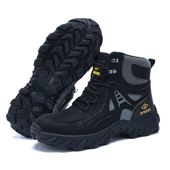 ywluxe High-Top Work Shoes for Men - Steel Toe, Kevlar Puncture-Proof Midsole, Lightweight, Breathable, All-Season Safety Shoes