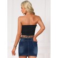 thumbnail image 3 of DARING DIVA Women's Y2K Western Stretchy Mini Jean Short Skirt with Belt M Dark Blue, 3 of 6