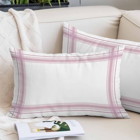 Modern Minimalist Styles Body Pillow Cover, Pillowcase Protectors with Zipper, Breathable Decorative Throw Pillow Case Cover, Rose Grid Lines Pattern Pillow Shams for Couch Sofa 24x36Inch