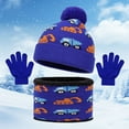thumbnail image 2 of Splozh Winter Warm Knitted Baby Hat Winter Hat Scarf & Gloves Set Knit Hat Fleece Lined for Boys Girls Blue,2-8 Years, 2 of 9