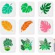 thumbnail image 1 of Juego de 9 plantillas reutilizables de hojas tropicales con pincel - Plantillas botánicas de plantas de 8x8 pulgadas, 1 of 8