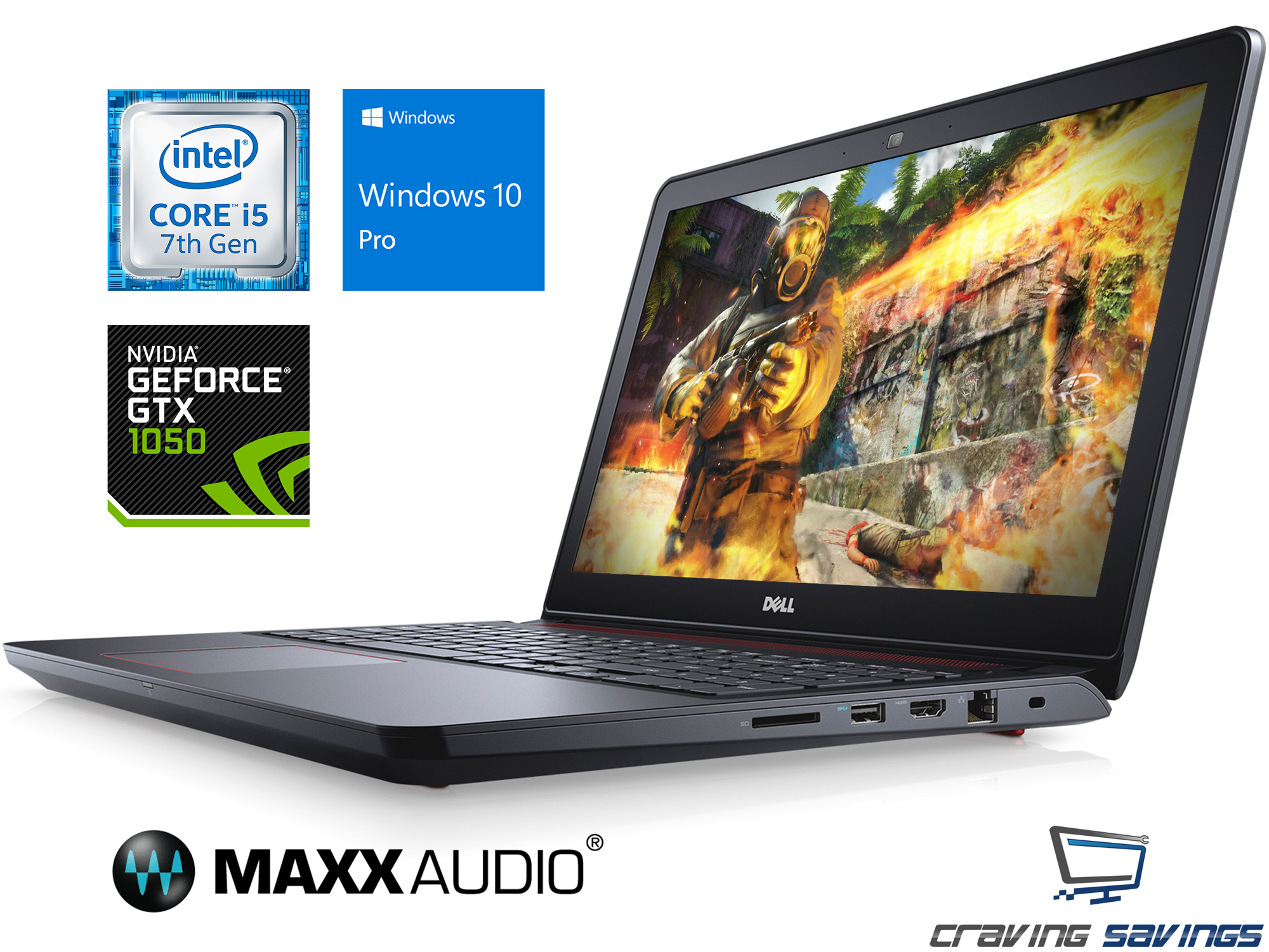 Dell Inspiron 5000 Series 15.6" FHD Gaming Laptop, Intel QuadCore i5