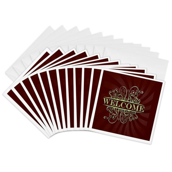 3drose, Welcome Home, Red, 12 Greeting Cards with Envelopes