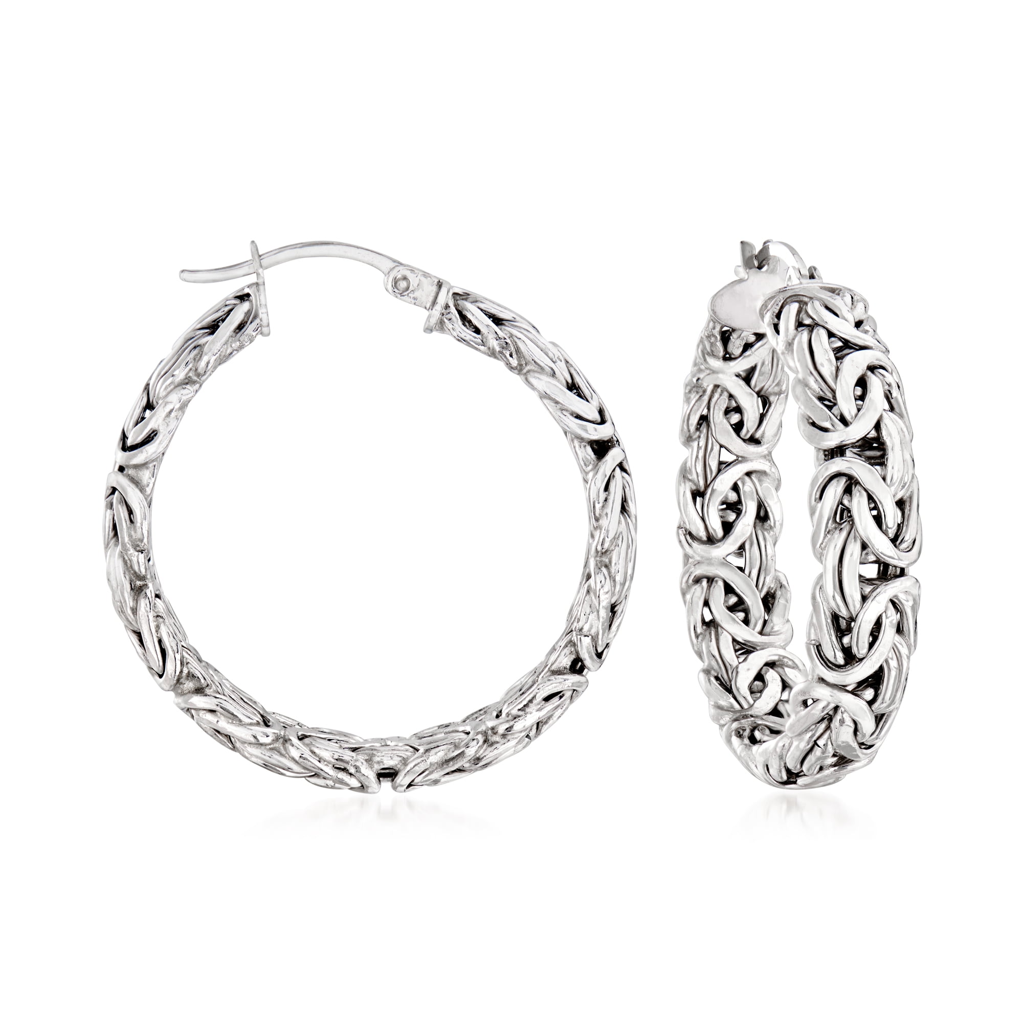 Ross-Simons Sterling Silver Medium Byzantine Hoop Earrings - Walmart.com