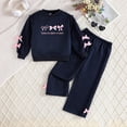 thumbnail image 2 of CAICJ98 Kids Girls Clothes Toddler Girl Fall Winter Outfits Long Sleeve Print Sweatshirt Pants Set Girls Spring Clothing Set (Black,7-8 Years), 2 of 5