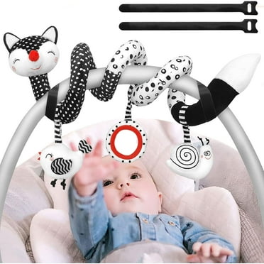 INvench Baby Toys for 0-6 Months, Stroller Toys Stretch & Spiral Car Seat Toys, Rattle Sensory Toys for Crib Mobile,Baby Gifts