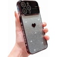thumbnail image 6 of Love Heart Glitter Bling Large Window Gradient Electroplated Clear Case for Women Girls Compatible with iPhone Case (Blue,iPhone 11), 6 of 6