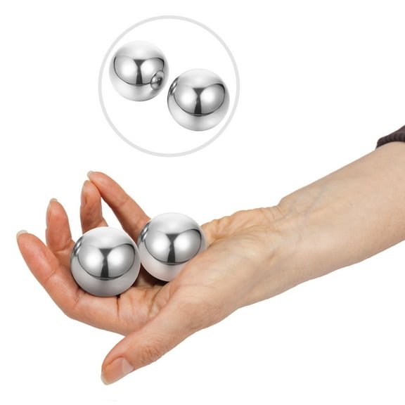 LOLIPPYY Hand Exercise Balls Massage Balls Silver Adults 2pcs