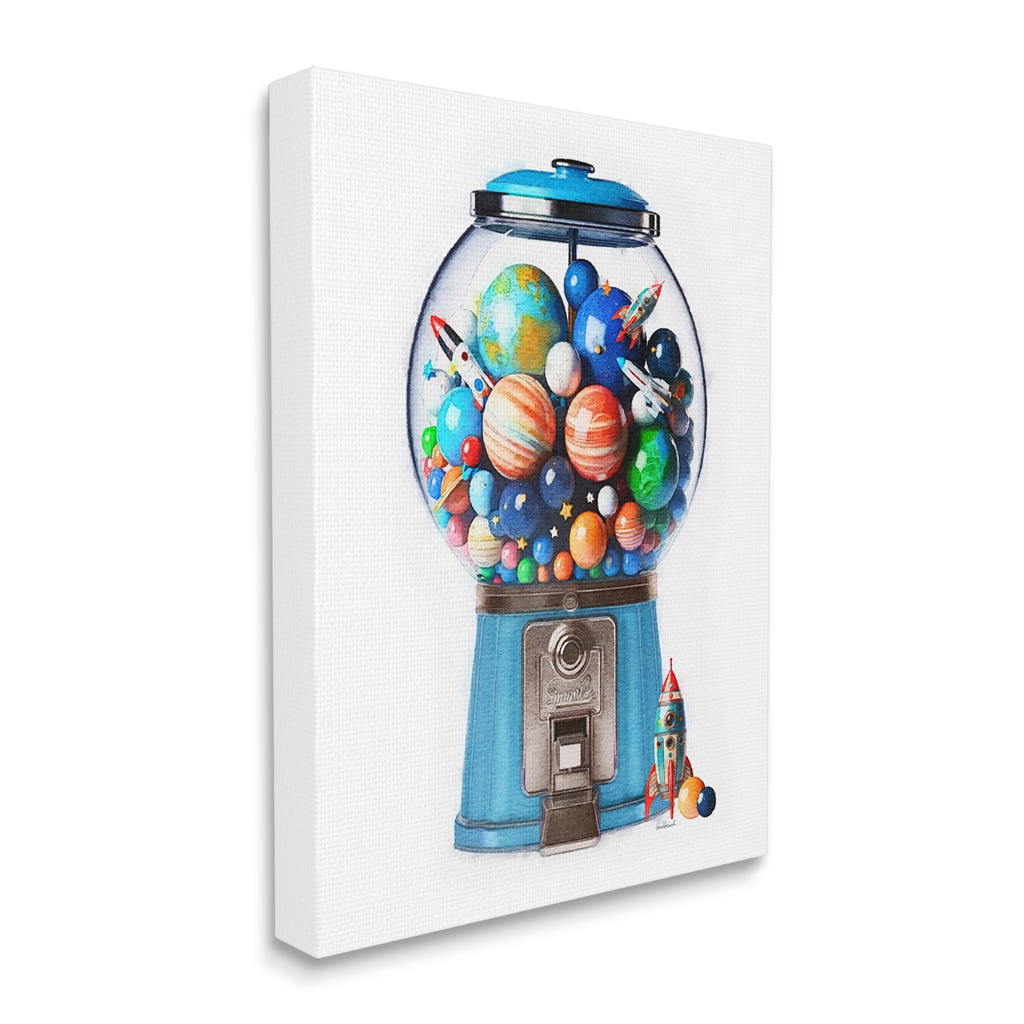 Stupell Industries Outer Space Candy Dispenser Art for Kids Painting Gallery Wrapped Canvas Art Print Wall Art, 36 x 48