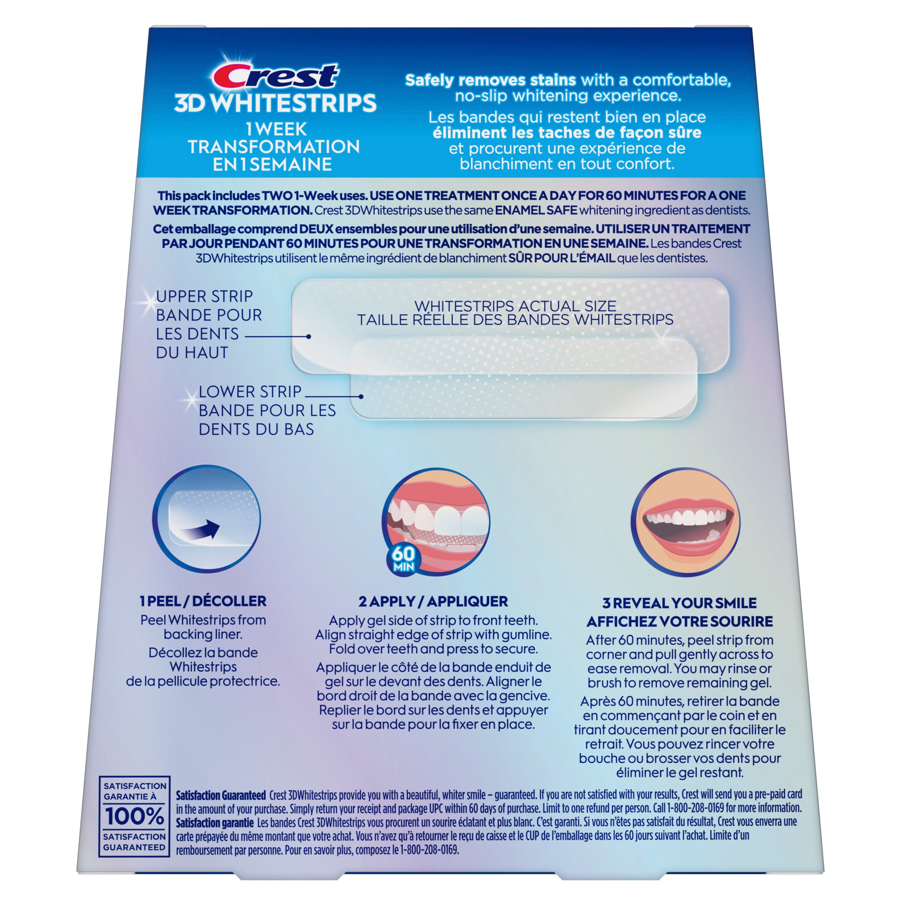 Ensemble de blanchiment des dents à domicile Crest 3D Whitestrips Blanc éblouissant 14 traitements