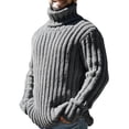 thumbnail image 4 of Ceisia Mens Thick Ribbed Turtleneck Knitted Sweater Long Sleeve Solid Color Warm Casual Pullover Top Gray XL Gift, 4 of 8