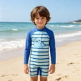 thumbnail image 2 of Shadoumai Boys UPF 50+ Long Sleeve Rash Guard Zip Front Swimsuits 2 Piece Bathing Suit Boyshorts Swimwear for 8-14 Years,Baby Boys Swimsuit,Boy Swimsuit Size 6, 2 of 7