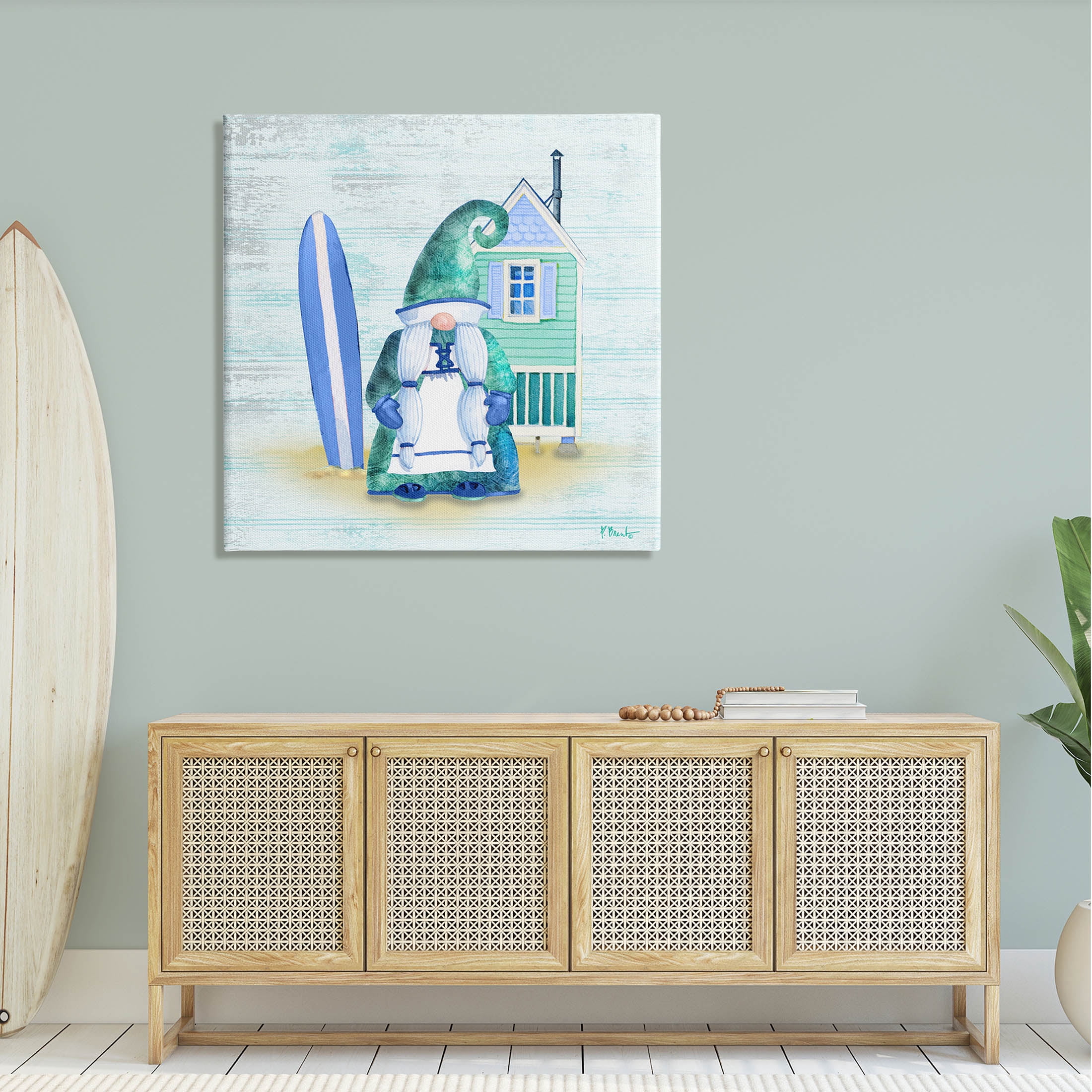 Stupell Industries Coastal Gnome Beach Shack Home Graphic Art Gallery Wrapped Canvas Print Wall Art, Design by Paul Brent