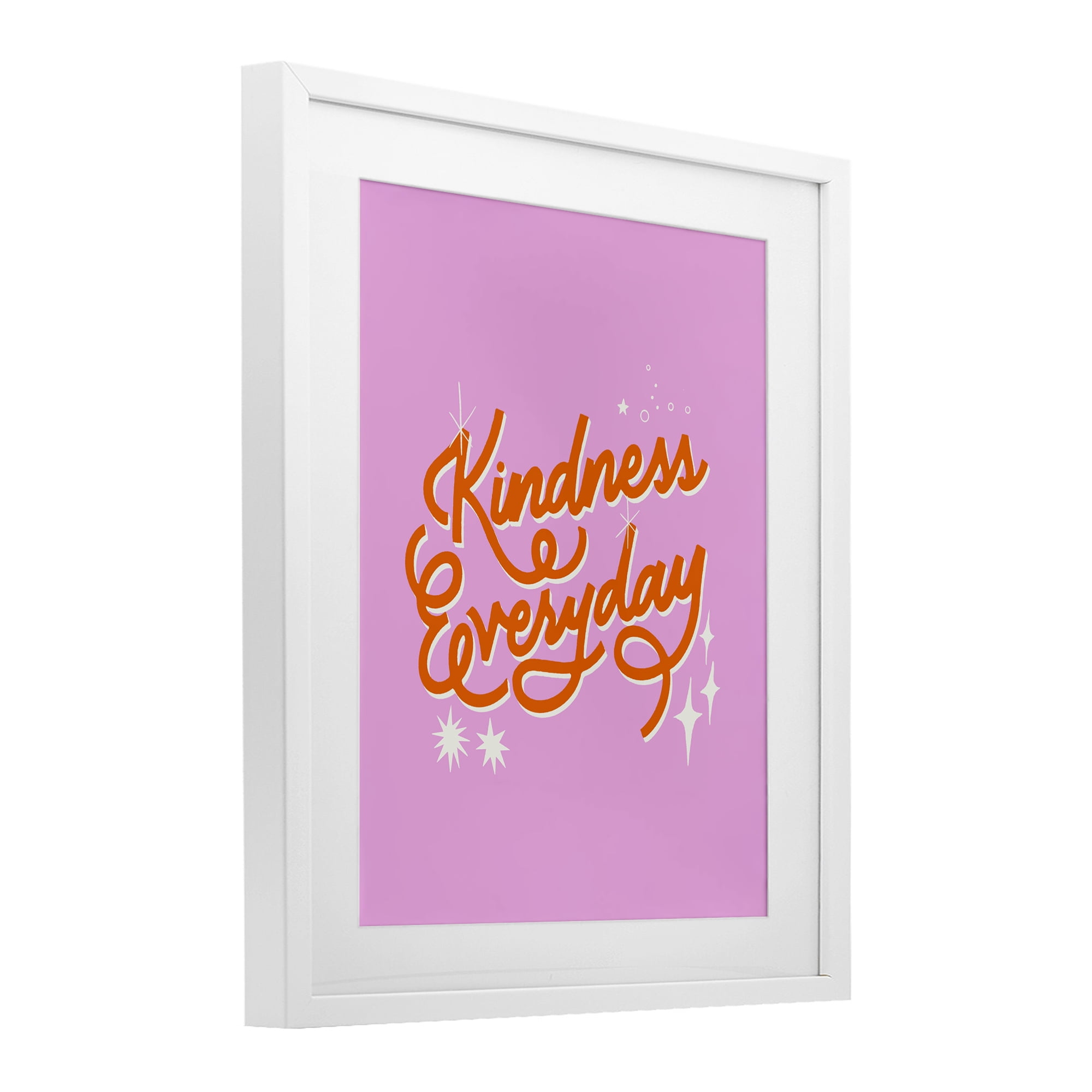 Stupell Industries Cursive Kindness Everyday White Framed Print Under Glass, design by Indira Prieto | IndySign
