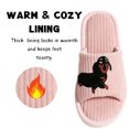 thumbnail image 4 of Knivor Cute Animal Slippers for Women Dachshund Sausage Dog Embroidered Corduroy Open Back House Slippers Warm Non Slip Cozy Indoor Bedroom Slide Slippers, 4 of 9