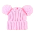 thumbnail image 5 of Tnobhg Winter Solid Color Baby Crochet Beanie Hat Double Fluffy Balls Decor Children Knitting Hat Elastic Headwear Fashion Accessories, 5 of 8