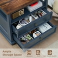 thumbnail image 6 of Nightstand with Wireless Charging Station Modern Nightstand, 2 Drawers Bedside Table Dark Blue End Side Table for Bedroom Furniture 23" Tall, 6 of 9