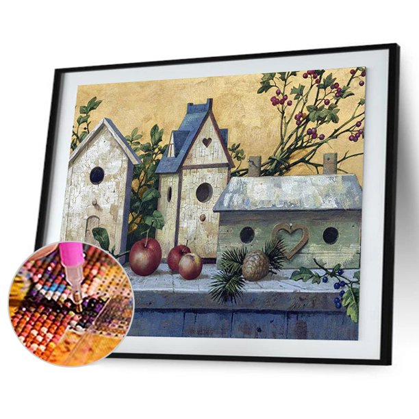 Cuadros Decorativos Taladro cuadrado completo 5D DIY Diamond Painting Flower Bird Cottage Kit (sz1335) Wdftyju embutido en tela