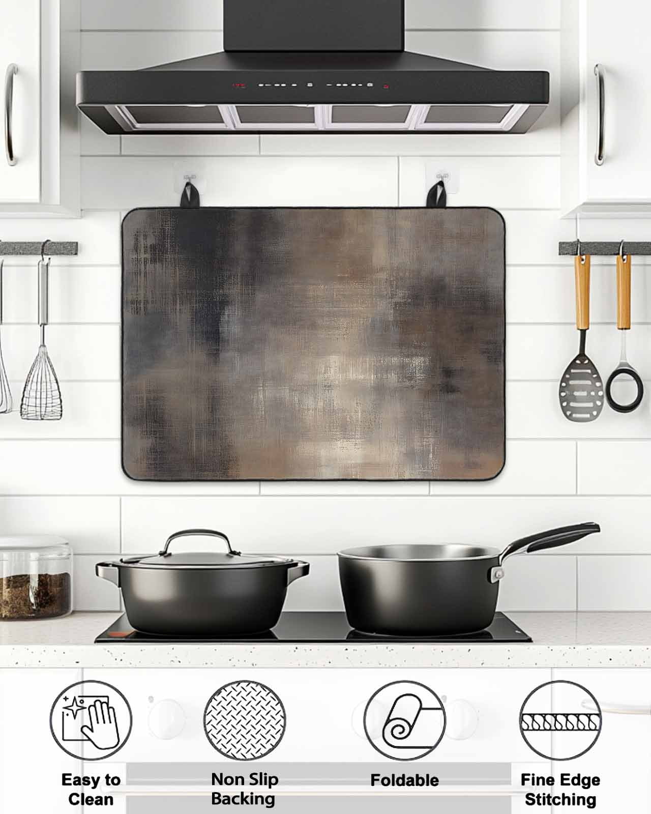 Stove Top Covers for Electric Stove, Brown Glass Stovetop Cover Protector, Modern Abstract Art Ombre Oil Painting Induction Cooktop Protector Oven Mat for Kitchen Countertop 24"x21"
