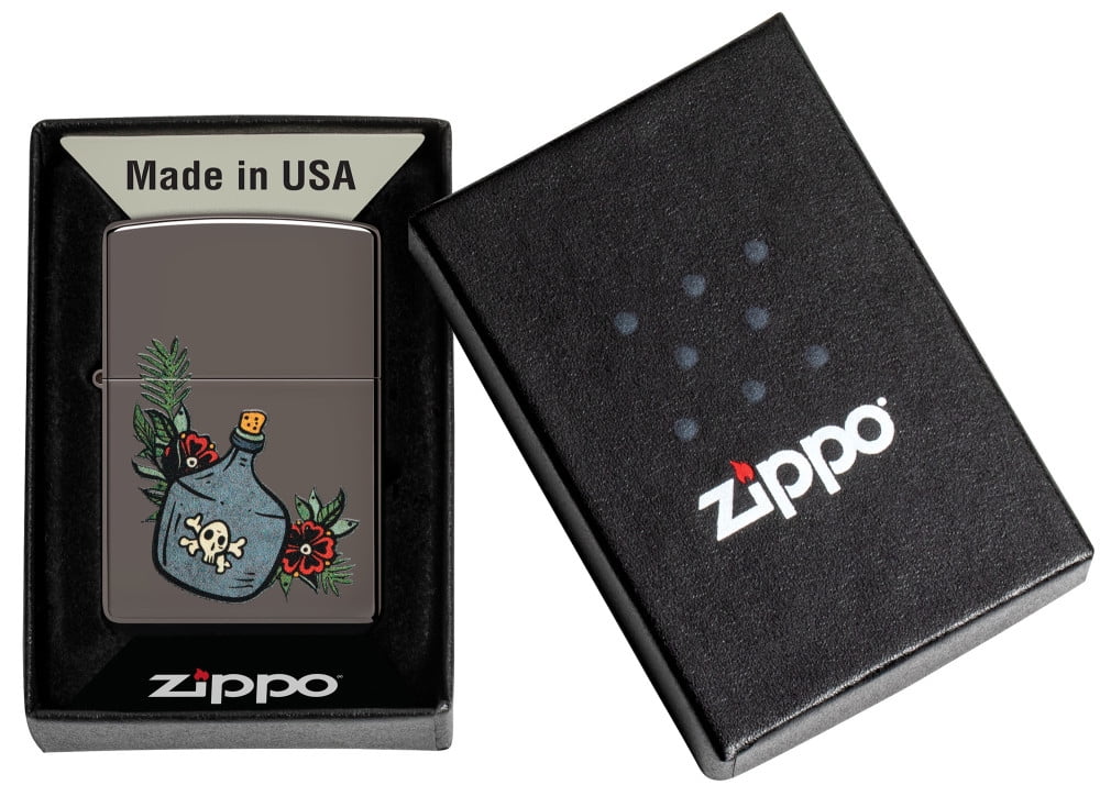 Zippo Moonshine Jug Design Black Ice Pocket Lighter