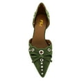 thumbnail image 4 of FSJ Women Graceful Kitten Low Heels D'Orsay Pumps Bowknot Pointed Closed Toe Slip-On Metal Ring Sandals Party Casual Shoes Size 9 Green, 4 of 4