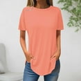 thumbnail image 2 of Summer Tops for Women Mgmyaa Women T-Shirts Plus Size Crew Neck Short Sleeve Tops Fashion Solid Color Fit Casual Tees, 2 of 3