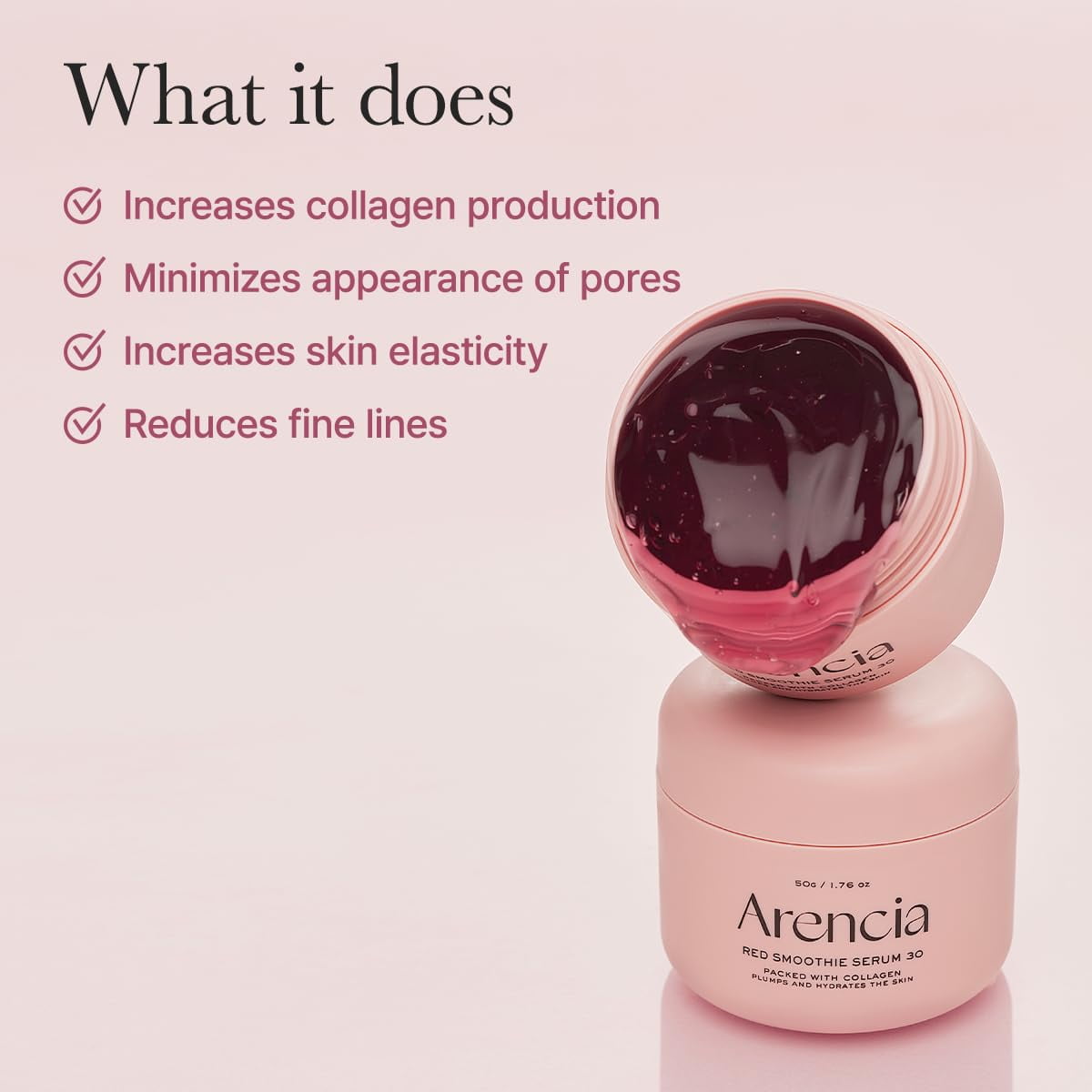 Arencia - Fresh Red Smoothie Serum 30. Overnight Red Smoothie Face Mask Serum, Glowing & Soothing with 30% red collagen, Niacinamide, Peptide, Vitamin E
