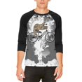 thumbnail image 1 of Bicycle Sloth Funny Grunge Splatter Mens Raglan T Shirt White-Black LG, 1 of 2