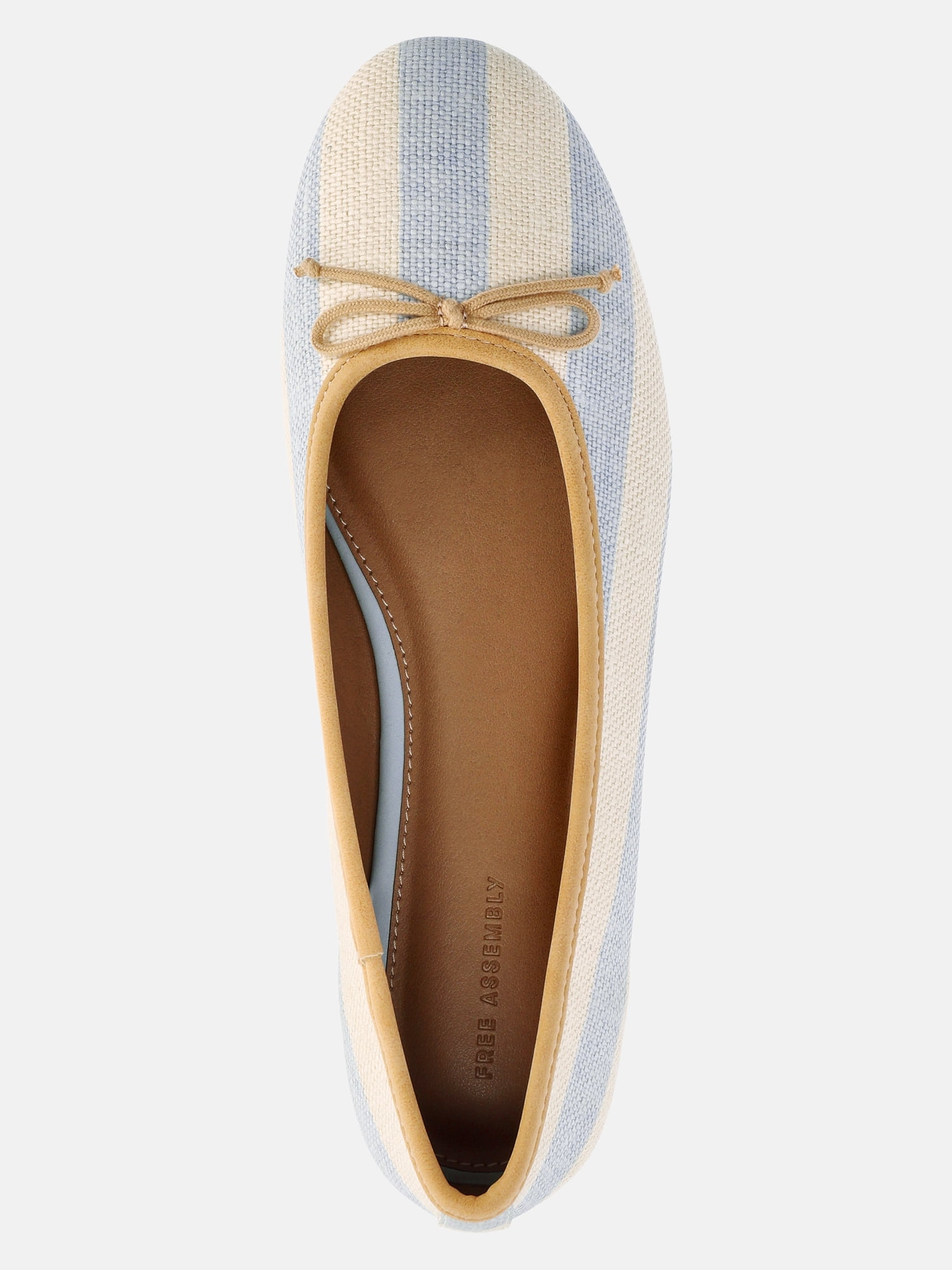 Free Assembly Women's Raffia Striped Ballet Flats with Bow
