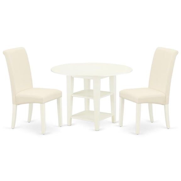 East West Furniture Dining Room Set Linen White, SUBA3-LWH-01