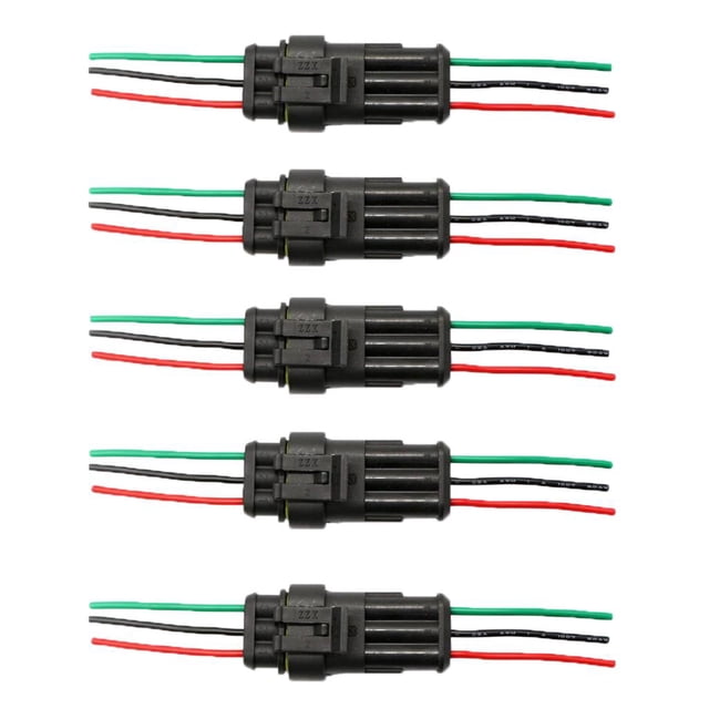 jinwen 5 Pair 3 Pin Car Waterproof Electrical Connector Plug with Wire for Motorcycle
